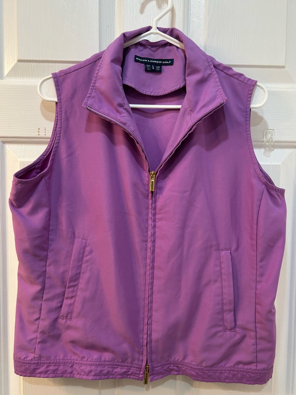 Polo Ralph Lauren Golf Vest Womens Sz L Purple Windbreaker Sleeveless Full Zip